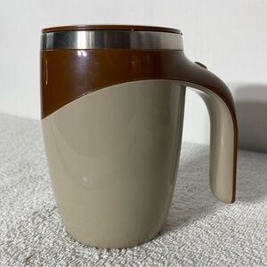 Coffee Cup Brown Tan Automatic Magnetic Self Stirring Travel Mug With Lid
